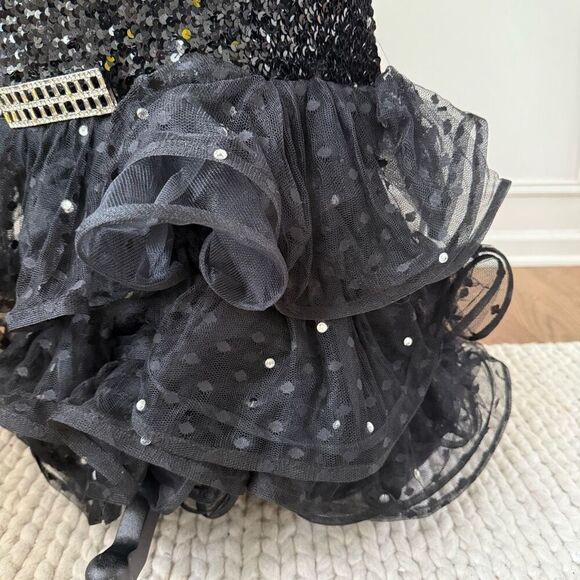 Vintage 80s Chez California by Tandy Black Shift Mermaid Ruffle Dress 1X - Picture 9 of 10